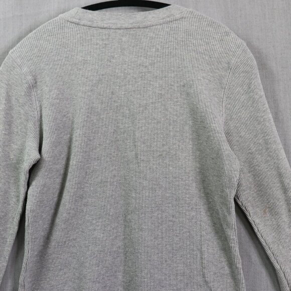 Sundance Thermal Top Women Small Gray Waffle Knit Velvet Cuff Button Long Sleeve - Picture 8 of 12